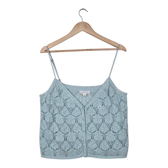 Aeropostale Tops - Aéropostale Crochet Tank XL Aqua Knit Cami Button Front Coquette Soft Girl